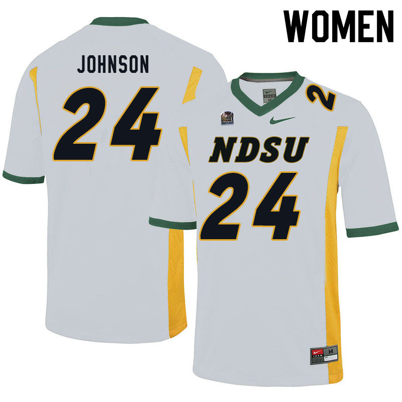 Women #24 Kobe Johnson North Dakota State Bison College Football Jerseys Sale-White